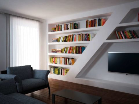 Полки книжные из гипсокартона