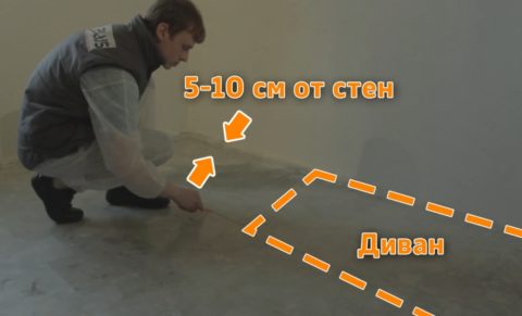 Шаг 4 – обеспечиваем отступ от стен
