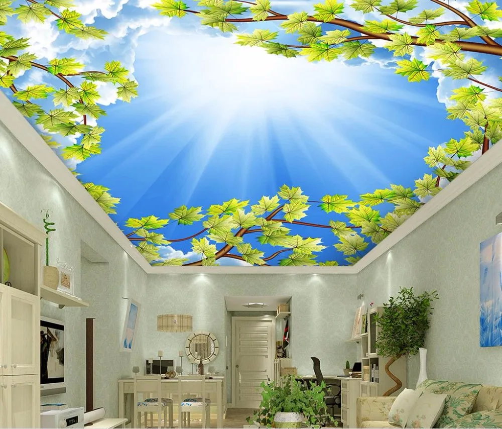 Установка 3D обоев на потолок