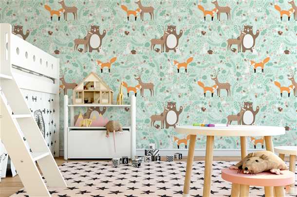 Детские обои с яркими принтами