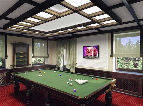 Дизайн бильярдной комнаты в цокольном этаже Дизайн бильярдной комнаты в цокольном этаже