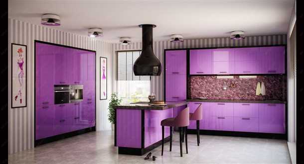 Обзор популярных трендов: кухня фиолетовая и какие обои выбрать