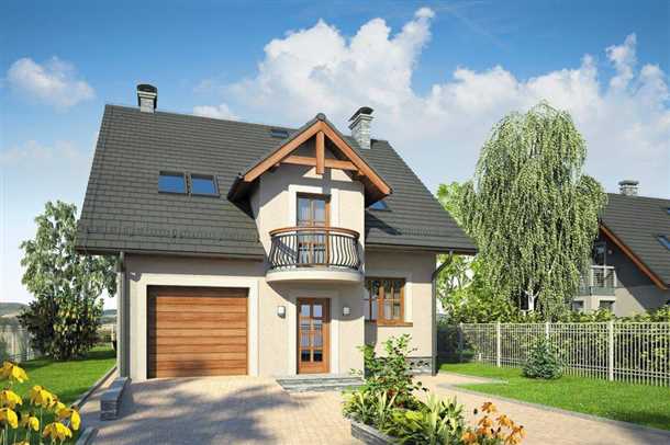 Небольшой дом с гаражом и мансардой Небольшой дом с гаражом и мансардой