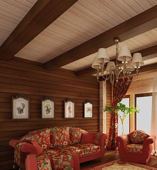 Отделка потолка в деревянном доме