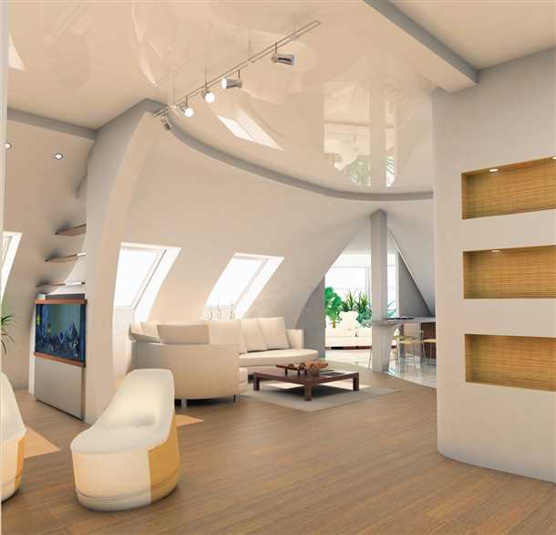 Разновидности потолков из гипсокартона для мансардных помещений