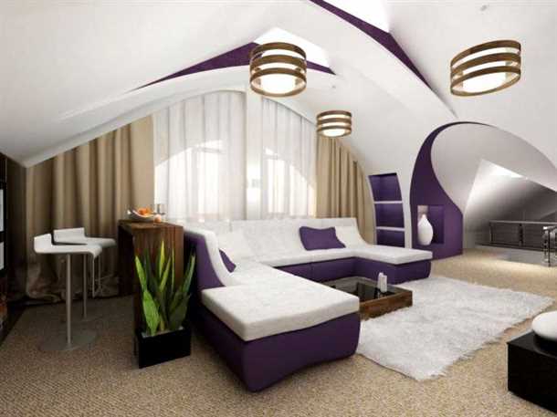 Как украсить гипсокартонный потолок на мансарде