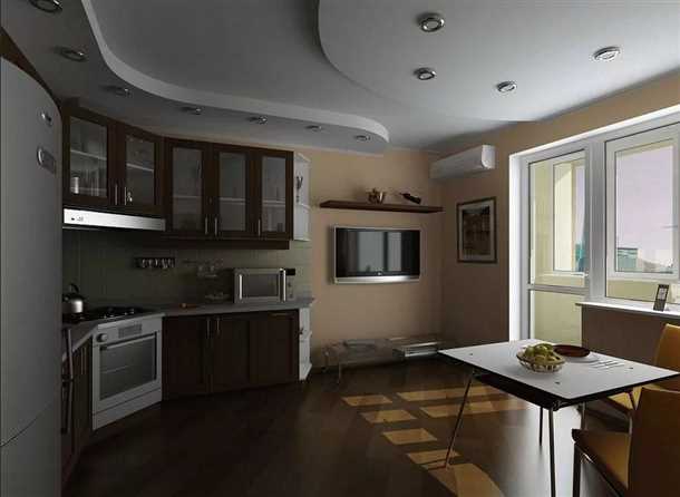 Потолок из гипсокартона на кухне