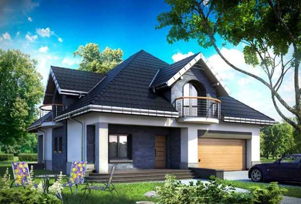 Дома с оригинальными мансардными окнами и гаражом