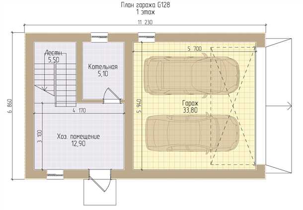 Проекты гаражей на две машины с мансардой и террасой