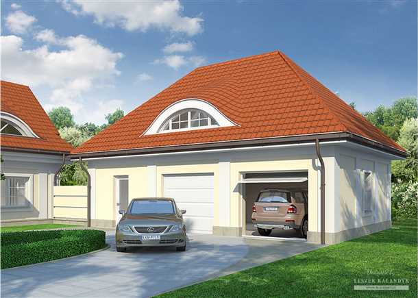 Проекты гаражей на две машины с мансардой и просторной крышей