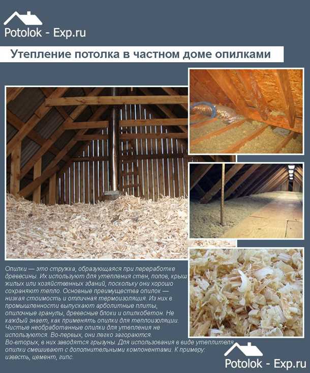 Утепление потолка опилками: низкая стоимость и высокая эффективность
