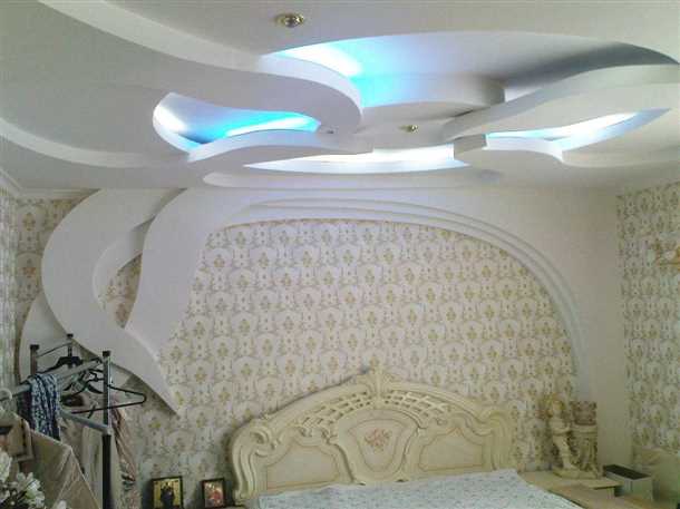 Процесс установки узоров на потолке из гипсокартона