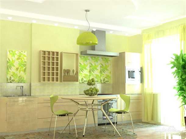 Идеи дизайна с использованием зеленых обоев на кухне