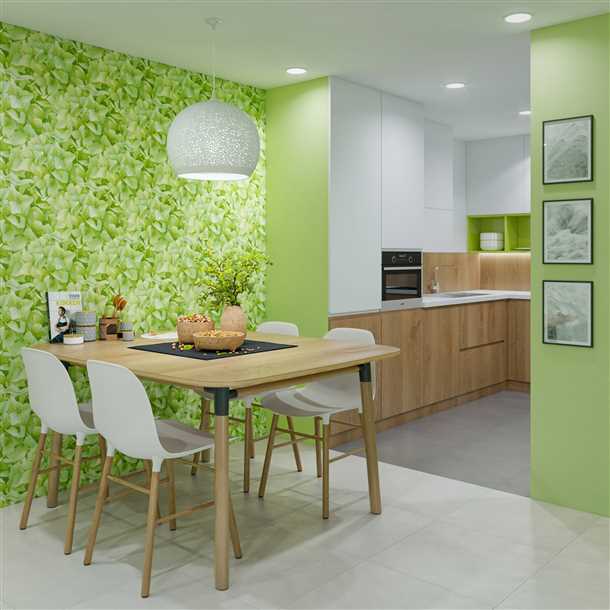 Лучшие идеи зеленых обоев на кухне